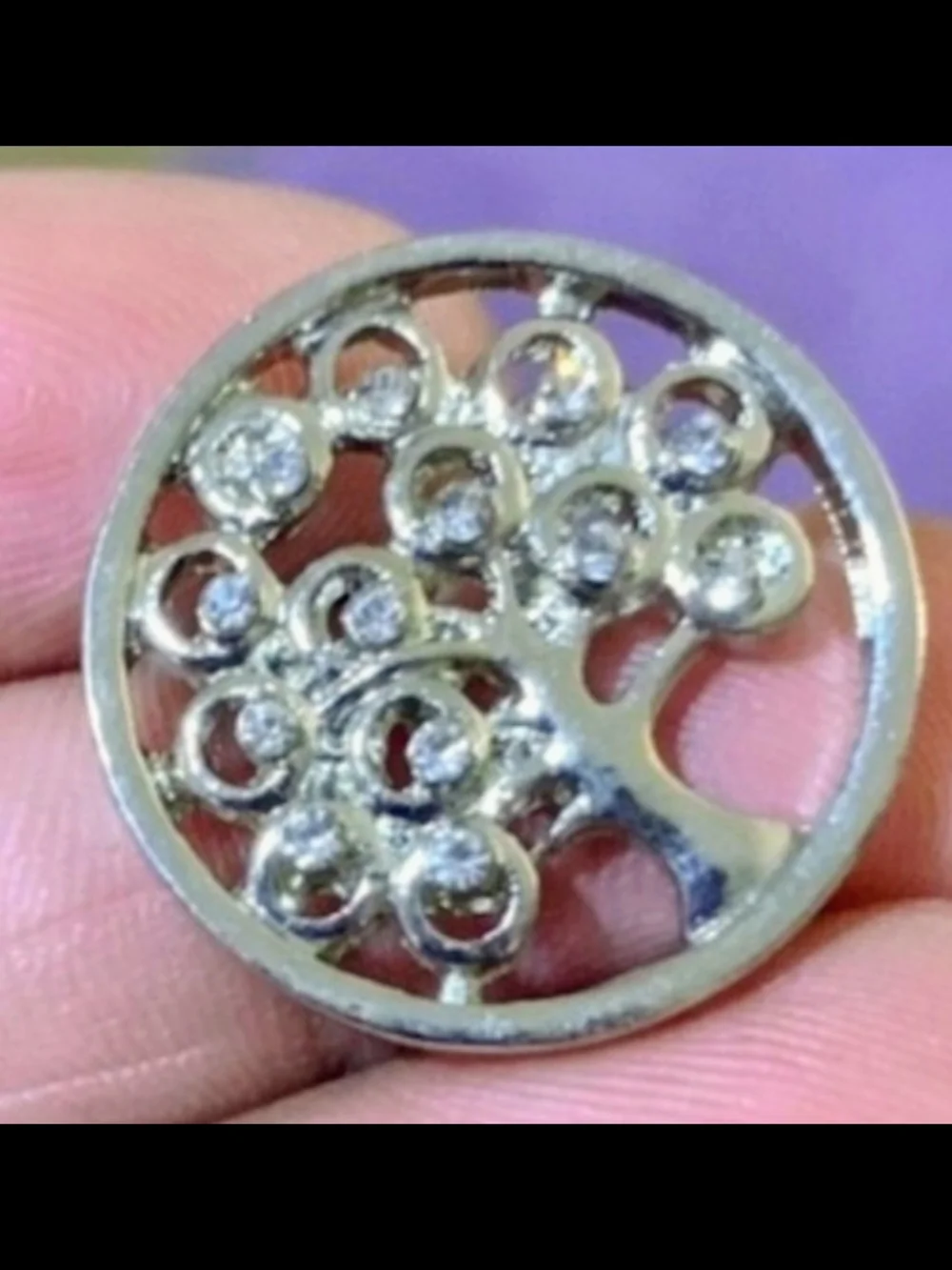 Silver-tone Bling Tree of Life Plate For Floating Lockets
